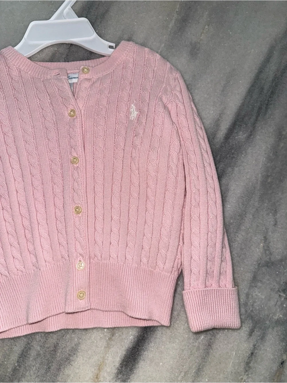 Baby Ralph Lauren Pink Cable-Knit Button Front Cotton Cardigan Sweater 18m